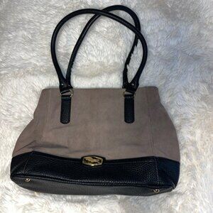 Tignanello black leather and tan handbag